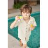 Arshiner Boys 2 Pieces Summer Beach Outfits Short Sleeve Button Down Shirts and Shorts Vacation Texture Sets for Kids(Light Beige)