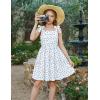 Arshiner Girls Dresses Ruched Smocked Back Spaghetti Strap Bow Summer Boho Beach Party Sundress(Blue Floral)