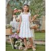 Arshiner Girls Dresses Ruched Smocked Back Spaghetti Strap Bow Summer Boho Beach Party Sundress(Blue Floral)
