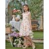 Arshiner Girls Dresses Ruched Smocked Back Spaghetti Strap Bow Summer Boho Beach Party Sundress(Pink Floral)