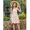 Arshiner Girls Dresses Ruched Smocked Back Spaghetti Strap Bow Summer Boho Beach Party Sundress(Pink Floral)