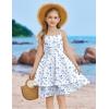 Arshiner Girls Summer Spaghetti Strap Dresses Flowy Tiered Ruched Smocked Back Casual Beach Midi Sundress(Light Blue Floral)