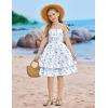 Arshiner Girls Summer Spaghetti Strap Dresses Flowy Tiered Ruched Smocked Back Casual Beach Midi Sundress(Light Blue Floral)