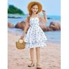 Arshiner Girls Summer Spaghetti Strap Dresses Flowy Tiered Ruched Smocked Back Casual Beach Midi Sundress(Light Blue Floral)