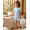 Arshiner Pajamas for Girls Summer Short Sleeve Sleepwear Kids Soft Cute Snug Fit Pjs Sets(Blue)