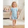 Arshiner Pajamas for Girls Summer Short Sleeve Sleepwear Kids Soft Cute Snug Fit Pjs Sets(Blue Animals)