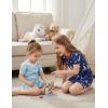 Arshiner Pajamas for Girls Summer Short Sleeve Sleepwear Kids Soft Cute Snug Fit Pjs Sets(Blue Animals)