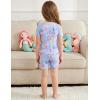 Arshiner Pajamas for Girls Summer Short Sleeve Sleepwear Kids Soft Cute Snug Fit Pjs Sets(Blue Purple Ocean)