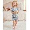 Arshiner Pajamas for Girls Summer Short Sleeve Sleepwear Kids Soft Cute Snug Fit Pjs Sets(Gray Cat)