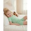 Arshiner Pajamas for Girls Summer Short Sleeve Sleepwear Kids Soft Cute Snug Fit Pjs Sets(Green)