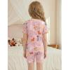 Arshiner Pajamas for Girls Summer Short Sleeve Sleepwear Kids Soft Cute Snug Fit Pjs Sets(Pink Cat)
