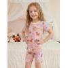 Arshiner Pajamas for Girls Summer Short Sleeve Sleepwear Kids Soft Cute Snug Fit Pjs Sets(Pink Cat)