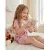 Arshiner Pajamas for Girls Summer Short Sleeve Sleepwear Kids Soft Cute Snug Fit Pjs Sets(Pink Cat)