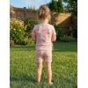 Arshiner Pajamas for Girls Summer Short Sleeve Sleepwear Kids Soft Cute Snug Fit Pjs Sets(Pink Donuts)