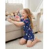 Arshiner Pajamas for Girls Summer Short Sleeve Sleepwear Kids Soft Cute Snug Fit Pjs Sets(Purple Animals)