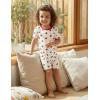 Arshiner Pajamas for Girls Summer Short Sleeve Sleepwear Kids Soft Cute Snug Fit Pjs Sets(White Strawberries)