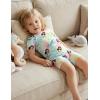 Arshiner Pajamas for Girls Summer Short Sleeve Sleepwear Kids Soft Cute Snug Fit Pjs Sets(Yellow Green Ocean)