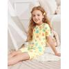 Arshiner Pajamas for Girls Summer Short Sleeve Sleepwear Kids Soft Cute Snug Fit Pjs Sets(Yellow Ice Cream)