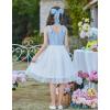 Arshiner Toddler Girls Tutu Dress Bow Shoulder Tulle Sleeveless Dresses Summer Party Sundress for 2-8Y(Blue White Striped)