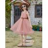Arshiner Toddler Girls Tutu Dress Bow Shoulder Tulle Sleeveless Dresses Summer Party Sundress for 2-8Y(Dusty Pink – Dot Tulle)