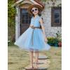 Arshiner Toddler Girls Tutu Dress Bow Shoulder Tulle Sleeveless Dresses Summer Party Sundress for 2-8Y(Light Blue)