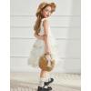 Arshiner Toddler Girls Tutu Dress Bow Shoulder Tulle Sleeveless Dresses Summer Party Sundress for 2-8Y(White Flower)