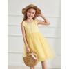 Arshiner Toddler Girls Tutu Dress Bow Shoulder Tulle Sleeveless Dresses Summer Party Sundress for 2-8Y(Yellow Gingham)
