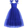 Arshiner Girls Dresses Summer Sleeveless Bow-Tie Straps Birthday Party Long Tulle Dress(Royal Blue)