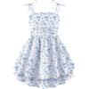 Arshiner Girls Summer Spaghetti Strap Dresses Flowy Tiered Ruched Smocked Back Casual Beach Midi Sundress(Light Blue Floral)