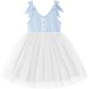 Arshiner Toddler Girls Tutu Dress Bow Shoulder Tulle Sleeveless Dresses Summer Party Sundress for 2-8Y(Blue White Striped)