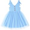 Arshiner Toddler Girls Tutu Dress Bow Shoulder Tulle Sleeveless Dresses Summer Party Sundress for 2-8Y(Light Blue)