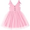 Arshiner Toddler Girls Tutu Dress Bow Shoulder Tulle Sleeveless Dresses Summer Party Sundress for 2-8Y(Light Pink)