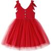 Arshiner Toddler Girls Tutu Dress Bow Shoulder Tulle Sleeveless Dresses Summer Party Sundress for 2-8Y(Red)