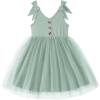 Arshiner Toddler Girls Tutu Dress Bow Shoulder Tulle Sleeveless Dresses Summer Party Sundress for 2-8Y(Sage Green)