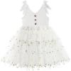 Arshiner Toddler Girls Tutu Dress Bow Shoulder Tulle Sleeveless Dresses Summer Party Sundress for 2-8Y(White Flower)