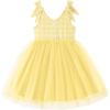 Arshiner Toddler Girls Tutu Dress Bow Shoulder Tulle Sleeveless Dresses Summer Party Sundress for 2-8Y(Yellow Gingham)