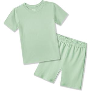 Arshiner Pajamas for Girls Summer Short Sleeve Sleepwear Kids Soft Cute Snug Fit Pjs Sets(Green)
