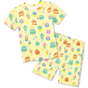 Arshiner Pajamas for Girls Summer Short Sleeve Sleepwear Kids Soft Cute Snug Fit Pjs Sets(Yellow Ice Cream)