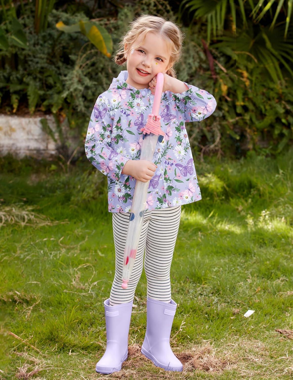 image:imageArshiner Girl Baby Kid Waterproof Hooded Coat Jacket Outwear Raincoat HoodiesPurple Flower