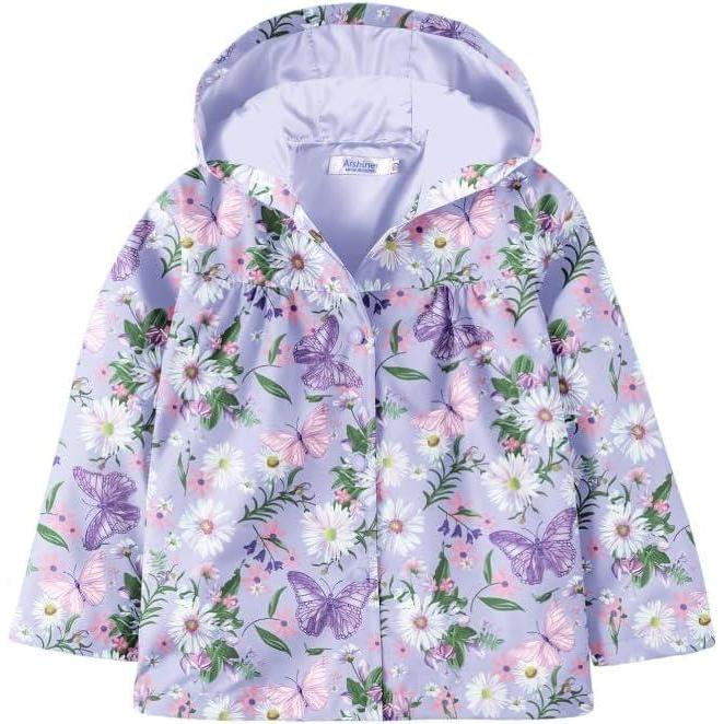 image:imageArshiner Girl Baby Kid Waterproof Hooded Coat Jacket Outwear Raincoat HoodiesPurple Flower