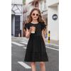 Arshiner Girls Summer Dresses Casual Flutter Sleeve A-Line Midi Dress with Pockets for 6-14 Years(Black)