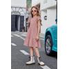Arshiner Girls Summer Dresses Casual Flutter Sleeve A-Line Midi Dress with Pockets for 6-14 Years(Dusty Pink)