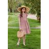 Arshiner Girls Summer Dresses Casual Flutter Sleeve A-Line Midi Dress with Pockets for 6-14 Years(Dusty Pink)