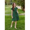 Arshiner Girls Summer Dresses Casual Flutter Sleeve A-Line Midi Dress with Pockets for 6-14 Years(Green)