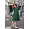 Arshiner Girls Summer Dresses Casual Flutter Sleeve A-Line Midi Dress with Pockets for 6-14 Years(Green)