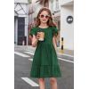 Arshiner Girls Summer Dresses Casual Flutter Sleeve A-Line Midi Dress with Pockets for 6-14 Years(Green)
