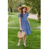 Arshiner Girls Summer Dresses Casual Flutter Sleeve A-Line Midi Dress with Pockets for 6-14 Years(Grey Blue)