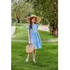 Arshiner Girls Summer Dresses Casual Flutter Sleeve A-Line Midi Dress with Pockets for 6-14 Years(Light Blue)