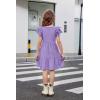 Arshiner Girls Summer Dresses Casual Flutter Sleeve A-Line Midi Dress with Pockets for 6-14 Years(Lilac)