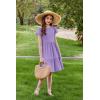 Arshiner Girls Summer Dresses Casual Flutter Sleeve A-Line Midi Dress with Pockets for 6-14 Years(Lilac)